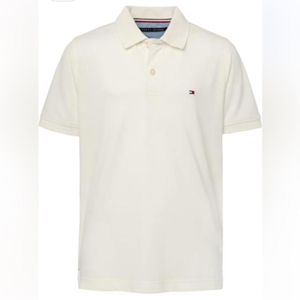 Tommy Hilfiger Boys Short Sleeve Premium Pique Polo Shirt - White - Size 6